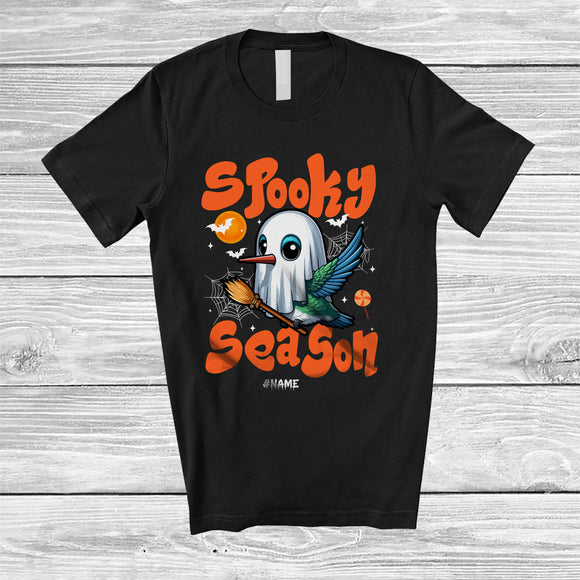 MacnyStore - Personalized Custom Name Spooky Season; Humorous Halloween Hummingbird Boo Ghost Cosplay T-Shirt