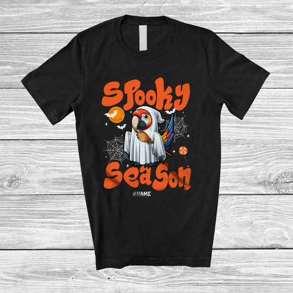 MacnyStore - Personalized Custom Name Spooky Season; Humorous Halloween Parrot Boo Ghost Cosplay T-Shirt