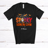 MacnyStore - Personalized Custom Name Spooky Son in law; Creepy Halloween Spider Web Boo Pumpkin; Family T-Shirt