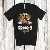 MacnyStore - Personalized Custom Name Spooky Squad; Creepy Halloween Three Pumpkin Boo Pigs; Farmer T-Shirt