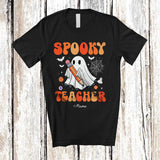 MacnyStore - Personalized Custom Name Spooky Teacher; Lovely Halloween Boo Ghost Pencil Teaching; Family T-Shirt