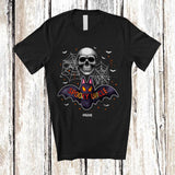 MacnyStore - Personalized Custom Name Spooky Uncle; Creepy Halloween Bat Skull; Men Family T-Shirt