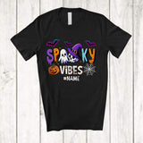 MacnyStore - Personalized Custom Name Spooky Vibes; Adorable Halloween Boo Ghost Skull Witch; Family T-Shirt