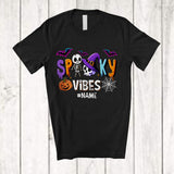 MacnyStore - Personalized Custom Name Spooky Vibes; Adorable Halloween Skeleton Skull Witch; Family T-Shirt