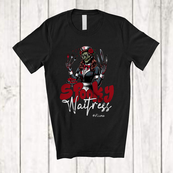 MacnyStore - Personalized Custom Name Spooky Waitress; Scary Halloween Witch Cosplay; Proud Jobs T-Shirt