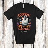 MacnyStore - Personalized Custom Name Spooky With My Chickens; Amazing Halloween Chicken Drinking Coffee T-Shirt