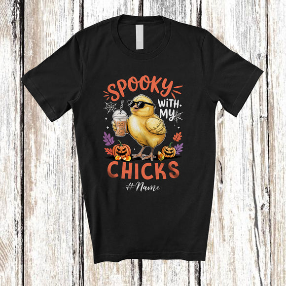 MacnyStore - Personalized Custom Name Spooky With My Chicks; Amazing Halloween Chicken Sunglasses Coffee T-Shirt