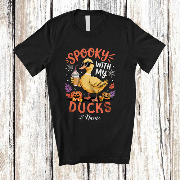 MacnyStore - Personalized Custom Name Spooky With My Ducks; Amazing Halloween Duck Sunglasses Coffee T-Shirt