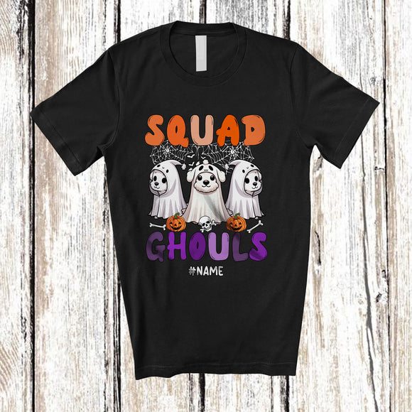 MacnyStore - Personalized Custom Name Squad Ghouls; Lovely Halloween Three Dog Boo Ghost Cosplay; Farmer T-Shirt