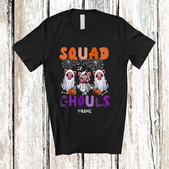MacnyStore - Personalized Custom Name Squad Ghouls; Lovely Halloween Three Pig Boo Ghost Cosplay; Farmer T-Shirt
