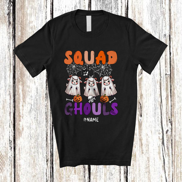 MacnyStore - Personalized Custom Name Squad Ghouls; Lovely Halloween Three Sheep Boo Ghost Cosplay; Farmer T-Shirt