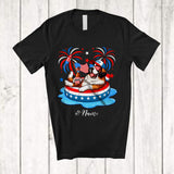 MacnyStore - Personalized Custom Name St. Bernard Drinking On Float Beach; Joyful 4th Of July Patriotic T-Shirt