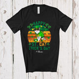 MacnyStore - Personalized Custom Name St. Cat Trick's Day; Happy St. Patrick's Day Vintage Retro; Shamrocks T-Shirt