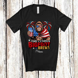 MacnyStore - Personalized Custom Name Stars Stripes Bigfoot Brews; Joyful 4th Of July Drinking Beer; Patriotic T-Shirt