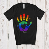 MacnyStore - Personalized Custom Name Stop Hand Rainbow; Awesome LGBTQ Pride Support Gay Flag Hearts T-Shirt