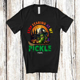 MacnyStore - Personalized Custom Name Stop Staring At My Pickle; Humorous Halloween Adult Witch Pickle T-Shirt