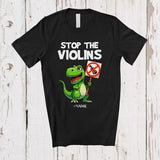 MacnyStore - Personalized Custom Name Stop The Violins; Humorous Anti Violin Player Musician Protest T-Rex T-Shirt