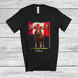 MacnyStore - Personalized Custom Name Strong Moose With Canada Flag; Lovely Canadian Animal Lover T-Shirt