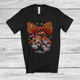 MacnyStore - Personalized Custom Name Sugar Skull Cherries Bow Tie; Horror Halloween Girls Women Family T-Shirt