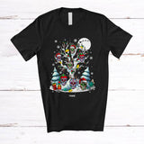 MacnyStore - Personalized Custom Name Sugar Skull Squad On X-mas Tree; Merry Christmas Lights Family T-Shirt