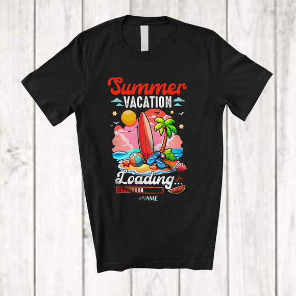 MacnyStore - Personalized Custom Name Summer Vacation Loading; Joyful Beach Surfing Surfer; Family T-Shirt