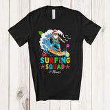 MacnyStore - Personalized Custom Name Surfing Squad; Joyful Summer Christmas In July Santa Surfer Hawaiian T-Shirt