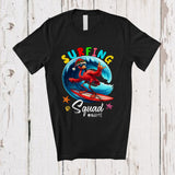 MacnyStore - Personalized Custom Name Surfing Squad; Joyful Summer Vacation Christmas In July Flamingo Hawaii T-Shirt