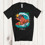 MacnyStore - Personalized Custom Name Surfing Walrus; Amusing Summer Vacation Walrus Sea Animal T-Shirt