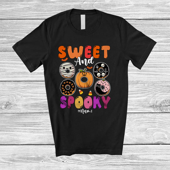 MacnyStore - Personalized Custom Name Sweet And Spooky; Awesome Halloween Mummy Pumpkin Donut T-Shirt