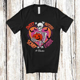 MacnyStore - Personalized Custom Name Sweet Outside Scary Inside; Humorous Halloween Skeleton Heart T-Shirt