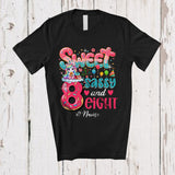 MacnyStore - Personalized Custom Name Sweet Sassy Eight 8th Birthday; Lovely Unicorn Donut Family T-Shirt