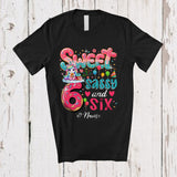 MacnyStore - Personalized Custom Name Sweet Sassy Six 6th Birthday; Lovely Unicorn Donut Family T-Shirt