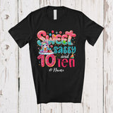 MacnyStore - Personalized Custom Name Sweet Sassy Ten 10th Birthday; Lovely Unicorn Donut Family T-Shirt