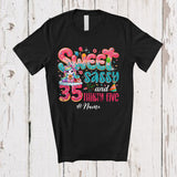 MacnyStore - Personalized Custom Name Sweet Sassy Thirty Five 35th Birthday; Lovely Unicorn Donut Family T-Shirt