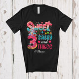 MacnyStore - Personalized Custom Name Sweet Sassy Three 3rd Birthday; Lovely Unicorn Donut Family T-Shirt