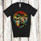MacnyStore - Personalized Custom Name T-Rex Drinking Cocktail; Joyful Summer Vacation T-Rex Hawaiian T-Shirt