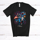 MacnyStore - Personalized Custom Name T-Rex Liberty US Flag Sunglasses; Amazing 4th Of July Patriotic T-Shirt