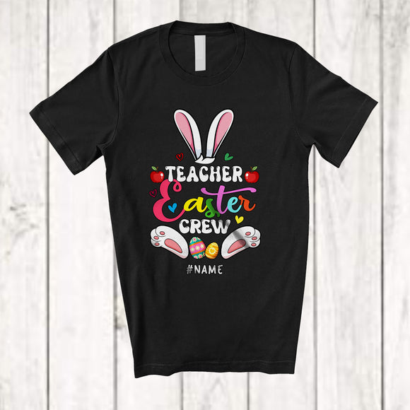 MacnyStore - Personalized Custom Name Teacher Easter Crew; Adorable Easter Bunny Ears; Family T-Shirt