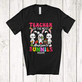 MacnyStore - Personalized Custom Name Teacher Of The Most Awesome Bunnies; Lovely Easter 3 Bunnies Eggs T-Shirt