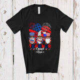 MacnyStore - Personalized Custom Name Teacher Squad; Joyful 4th Of July Three Gnomes; US Flag Heart Patriotic T-Shirt