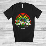 MacnyStore - Personalized Custom Name Teacher Squad; Joyful St. Patrick's Day Three Gnomes; Rainbow T-Shirt