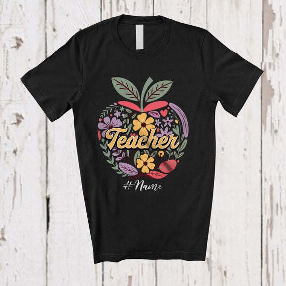 MacnyStore - Personalized Custom Name Teacher; Amazing Back To School Apple Fruit Floral T-Shirt