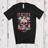 MacnyStore - Personalized Custom Name Teacher; Awesome Halloween Teacher Boo Ghost Skull; Proud Jobs T-Shirt