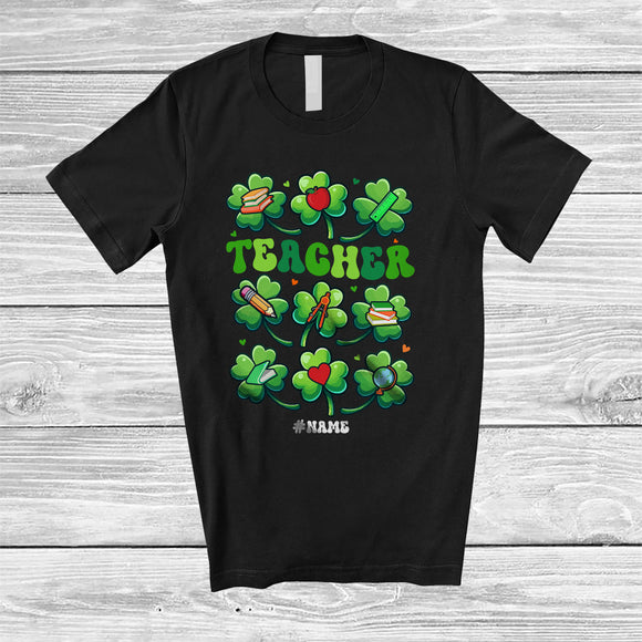 MacnyStore - Personalized Custom Name Teacher; Joyful St. Patrick's Day Lucky Shamrocks; Family T-Shirt