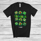 MacnyStore - Personalized Custom Name Teacher; Joyful St. Patrick's Day Lucky Shamrocks; Family T-Shirt