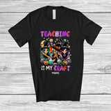 MacnyStore - Personalized Custom Name Teaching Is My Craft; Creepy Halloween Groovy Witch; Teacher Squad T-Shirt