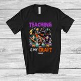 MacnyStore - Personalized Custom Name Teaching Is My Craft; Creepy Halloween Witch; Teacher Squad T-Shirt