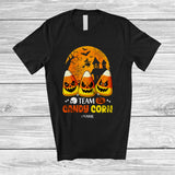 MacnyStore - Personalized Custom Name Team Candy Corn; Scary Halloween Moon Three Candy Corn; Family T-Shirt