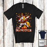 MacnyStore - Personalized Custom Name Team Dispatcher, Joyful Thanksgiving Dabbing Unicorn, Plaid Careers T-Shirt