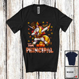 MacnyStore - Personalized Custom Name Team Principal, Joyful Thanksgiving Dabbing Unicorn, Plaid Careers T-Shirt